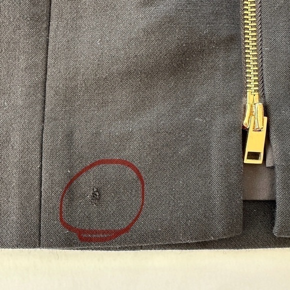 Pencil skirt with  exposed gold zipper at centre back, wool, lined, midi length - Picture 11 of 11